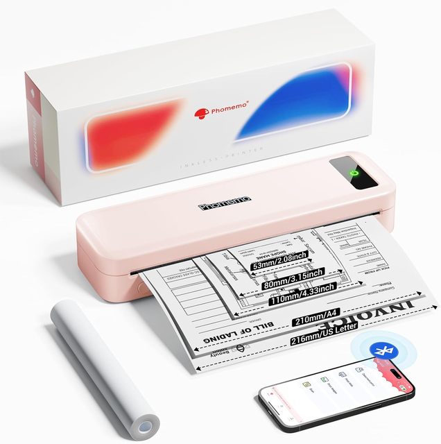 Phomemo M835 Portable Mini Thermal Paper Printer Small Size A4 Compatible with IOS and Android Wireless Interface