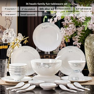 Juego de Platos y Tazones de Porcelana con Diseño Floral Happy Family de Jingdezhen, Vajilla de Lujo para el Hogar, Palillos para Bodas - Product Image 6