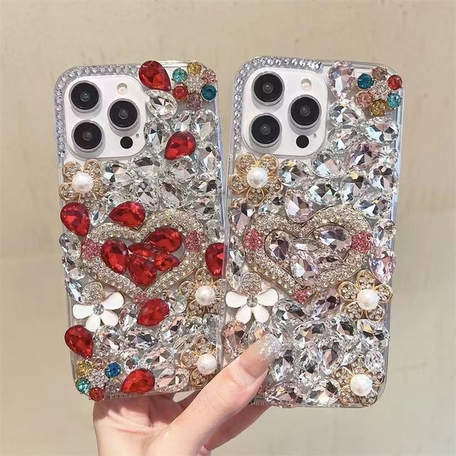 Cute Bling Glitter Sparkle Stunning Diamond Case for iPhone 17 16 15 14 13 12 11 Pro Max Plus Rhinestone 3D Handmade Cover
