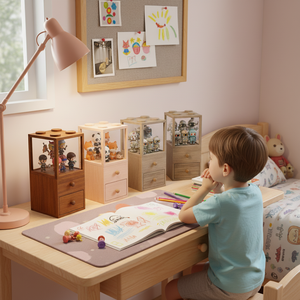 Organisateur de bureau rectangulaire en bois fait main, boîte de rangement pour bijoux et maquillage pour la maison et le bureau - Product Image 6