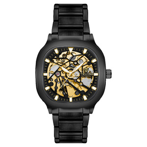 Reloj mecánico automático de moda con correa de acero impermeable, luz nocturna y diseño cuadrado hueco para hombre, de cuarzo. - Product Image 4