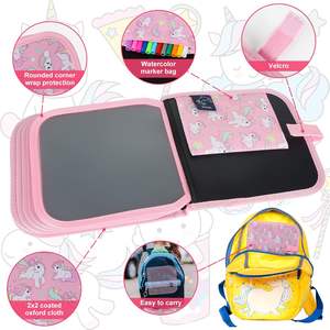 Juego de libros de dibujo mágico borrable para niños reutilizable 6 páginas lápiz de acuarela cuaderno de bocetos 6 lápices viaje por carretera juego de coche escritura - Product Image 2