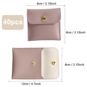 PUPPYSEW Wholesale 8x8cm Jewelry Bag Button Bag Faux <b>Leather</b> PU <b>Bracelet</b> Earrings Ring Packaging Bag Without logo Fast Shipping - Product Image 2