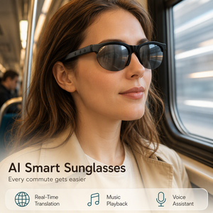 Lunettes de soleil intelligentes avec assistant vocal, lunettes audio IA avec traduction en temps réel, lecteur de musique, appels mains libres Bluetooth pour hommes et femmes - Product Image 1