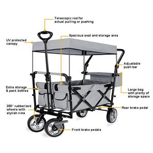 รถเข็นมือถือพับได้พร้อมหลังคา,รถเข็นตกปลาพับได้ใช้งานง่ายพร้อมหลังคา - Product Image 2