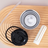Tasse isotherme double paroi en acier inoxydable 316 avec paille et poignée pour café et voyage
