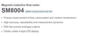IFM SM8004 เครื่องวัดการไหลแบบดิจิตอลพร้อมจอแสดงผล ตัวเชื่อมต่อ M12 ชุบทอง พร้อมเกจวัดแม่เหล็กแบบนำไฟฟ้าและตัวบวกค่ารวม - Product Image 2