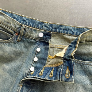 Jeans personnalisés tendance streetwear, pantalon en denim uni vintage unisexe, coupe ample, jambe large, baggy, pour hommes - Product Image 2