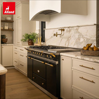 Armoire de cuisine Alland Frameless Slim Shaker de luxe, blanc laiteux ou crème, en contreplaqué de 3/4 po, avec charnières à fermeture douce, avec évier et plan de travail