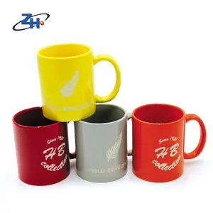 11oz Color glazed porcelain debossed carve logo coffee milk mug