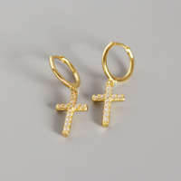 Boucles d'oreilles pendantes tendance unisexe en acier inoxydable micro-pavé de zircon, vente en gros
