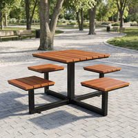 Table de pique-nique extérieure moderne et imperméable à prix d'usine avec bancs en acier galvanisé et bois composite WPC, durable, taille personnalisable