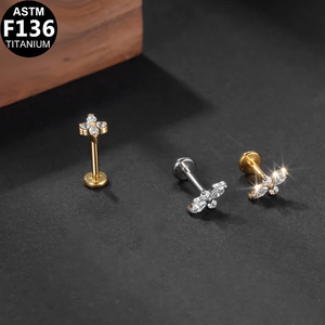 <b>Titanium</b> Plated Lip <b>Studs</b> Butterfly Heart Shape Zircon Inlay Party Fashion Piercing Jewelry ASTM F136 - Product Image 2
