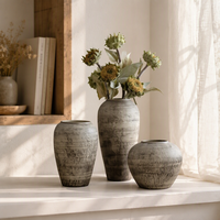 Vase en céramique Dwax, entièrement fait main, design pastoral japonais, 8 à 16 pouces de hauteur, pour la décoration de la maison et la rentrée scolaire
