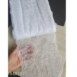 Elegante Pizzo Ricamato Floreale in Tulle Nero da 21CM, Bordo in Rete con Fiori, Tessuto in Voile <span class=keywords><strong>per</strong></span> Lingerie e <span class=keywords><strong>Abiti</strong></span> da Donna - Product Image 5