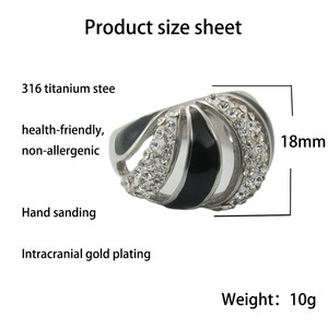 European American Style <b>Titanium</b> Steel <b>Ring</b> Silver Color Geometric Hollow Pave Setting Unisex Party Jewelry 290111 - Product Image 2