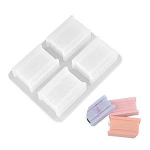 MUYULINS Factory 4-Cavity Reusable Rectangular Maker LFGB Platinum Non-Stick BPA-Free <b>Silicone</b> Soap Mold - Product Image 1