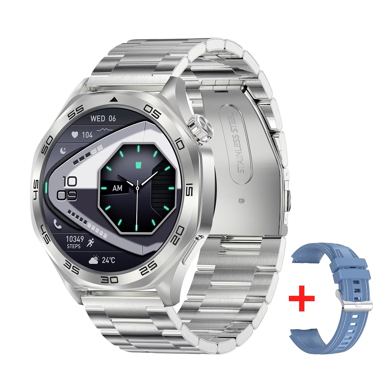 Silver + blue