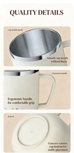 Mug de voyage en acier inoxydable 304 avec couvercle, gobelet isotherme à double paroi, anti-fuite, tasse à café de bureau pour le thé et les boissons - Product Image 6