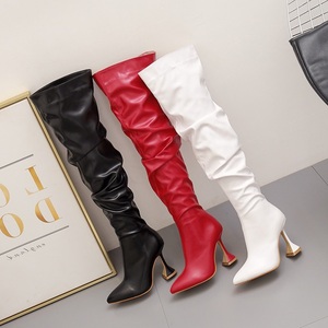 Bottes d'hiver montantes pour femme 2026 avec jambes affinées, talon aiguille et talon fin en forme de verre à vin, bout pointu - Product Image 5