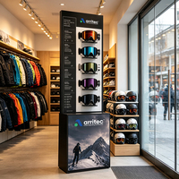 Présentoir métallique personnalisé pour lunettes de ski et de snowboard avec logo pour magasin de snowboard et présentation extérieure
