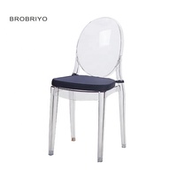 Chaise de salle à manger Ghost en acrylique transparent, moderne, à dossier haut, en plastique cristallin, pour mariage et événements, à prix abordable