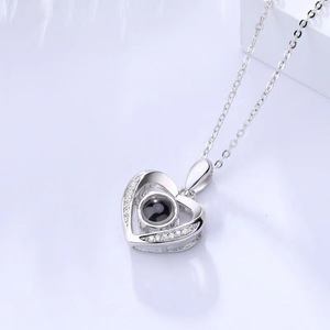 Collar con Colgante Unisex de Plata de Ley con Proyección de <span class=keywords><strong>Te</strong></span> <span class=keywords><strong>Amo</strong></span> en 100 <span class=keywords><strong>Idiomas</strong></span> Diferentes, Collar de Boda Vintage - Product Image 4