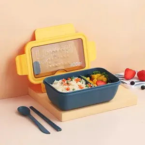Two <b>Frames</b> <b>Large</b> Capacity Lunch Box with Water Cup Office Microwave Heating Food Grade Bento Box Easy to Carry Outside 1100ML - Product Image 3