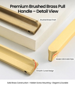 Modern Luxury <strong>Gold</strong> Kitchen Cupboard Drawer <strong>Handles</strong> Knobs Black Long <strong>Wardrobe</strong> Pulls Copper Brushed Solid Brass Cabinet <strong>Handles</strong> - Product Image 2