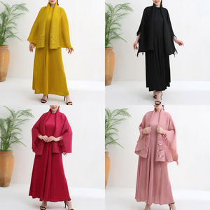 Ensemble deux pièces élégant plissé Miyake de haute qualité personnalisé, <span class=keywords><strong>taille</strong></span> plus, robes longues, Dubai, luxe, soirée, bal, ensembles modestes - Product Image 4