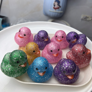 Canards en caoutchouc pailletés, lot de 6 couleurs assorties, cadeaux de bain, jouets anti-stress pour bébés et enfants, pour les fêtes prénatales et la piscine estivale - Product Image 6