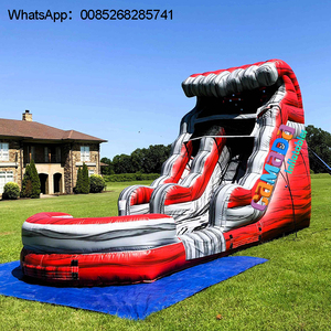 Les instruments gonflables de couleur de taille personnalisée rebondissent toboggan rouge dans la jungle pour s'amuser toboggan bleu de 18 pieds 20 pieds 22 pieds avec piscine - Product Image 1