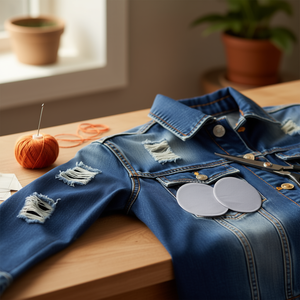 Patch ILAN 9,5x14cm Gris Perla 2 pièces pour réparation de vêtements - Product Image 3