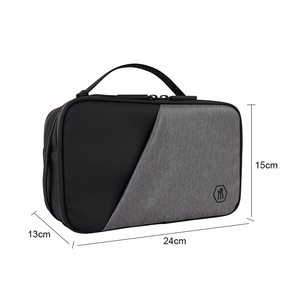 Sac de toilette rectangulaire vintage minimaliste Senda en tissu gris noir, durable, lavable, grande capacité, trois couches, pour la salle de bain - Product Image 4