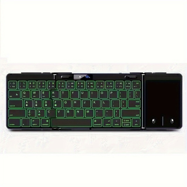 Folding Wireless Keyboard With RGB Backlight Touchpad For Pad Tablet BT Aluminum+ABS Folding Mini Keyboard