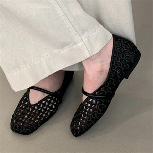 2025 Fashionable Hand Woven Women's Boat <b>Shoes</b> Comfortable Casual Square Toe Flat Breathable Feature Loafers Style for Summer - Product Image 3