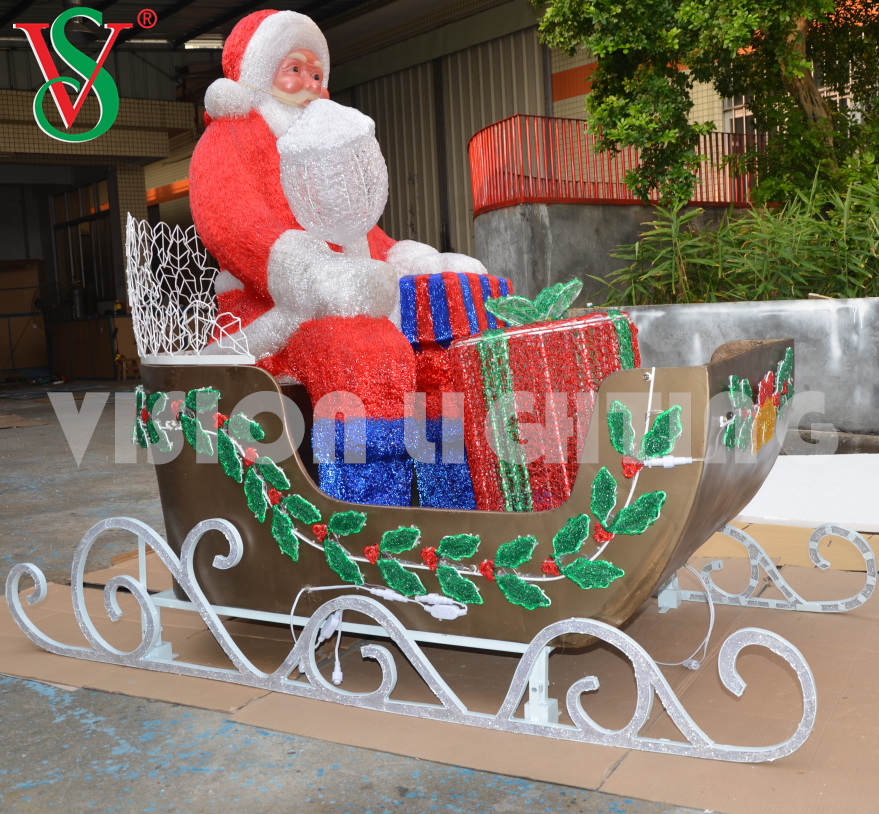 LED屋外ホリデーライトメタルサンタクロースそりトナカイ