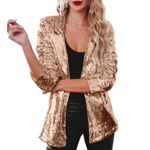Blazer pour femme, style tendance 2024, personnalisable, petit blazer, manteau à paillettes, veste à paillettes brillante - Product Image 3
