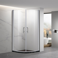 Cabine de douche double coulissante incurvée avec verre trempé de 6 mm, cabine de douche d'angle, salle de bain