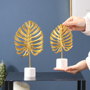 Luxury Shades Nordic Home Accessories Decoration Golden Desktop Ornaments Leaf Art Living Room Decoration