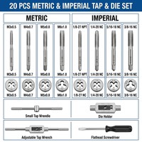 Jeu de tarauds et filières métriques et impériales 20/76/110 pièces M3-M12 en acier Gcr15, outils de filetage pour machine et kit d'outils à main, logo personnalisé