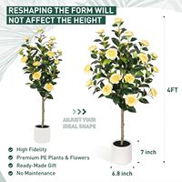 Arbre artificiel de camélia de 47 pouces avec pot décoratif blanc, fleurs jaunes artificielles pour la décoration intérieure et extérieure de la porte d'entrée