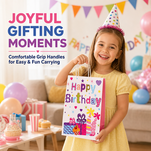 Custom Logo Printed Birthday <b>Party</b> Paper <b>Gift</b> <b>Bag</b> Ribbon Handle Kraft Paper <b>Bags</b> Eco Friendly Recycled Wholesale <b>Party</b> Favor - Product Image 3