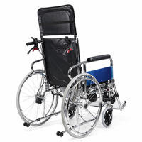 Fauteuil roulant inclinable en acier inoxydable à dossier haut, siège ergonomique en U, pneus en PU de 24 pouces, repose-pieds relevables, freins à main, QHC 608NGCJ1, garantie 3 ans
