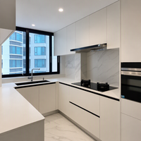 Meubles de cuisine modernes en chêne sur mesure avec système de garde-manger modulaire intégré, ensemble d'armoires blancs brillants de qualité ENF écologiques