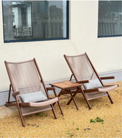 Ensemble de mobilier de jardin et de loisirs d'extérieur, série Cloud Family, comprenant une petite chaise inclinable pliante en rotin de style chinois et une table à thé, idéal pour balcon.