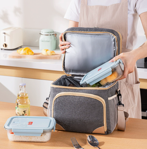 Sac à déjeuner isotherme épais et écologique en tissu Oxford pour pique-nique, utilisation humide/sèche, pour le rangement des aliments frais, à porter en bandoulière - Product Image 6