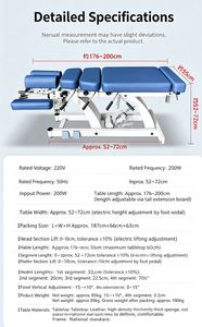 Mesa de Quiropráctica Profesional para Fisioterapia, Mesa Eléctrica Silenciosa con Sistema de Descenso, Extensible, Cama de Masaje Osteopático para Sala de Terapia - Product Image 2