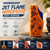 Briquet à gaz portable, classique, en métal, rechargeable, coupe-vent, sûr et durable, pour cigares et cigarettes, écologique, avec logo personnalisé, vente en gros