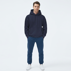 Sweat à capuche personnalisé pour homme, 100 % coton, épais, coupe oversize, épaules tombantes, style streetwear, pull uni pour homme - Product Image 1
